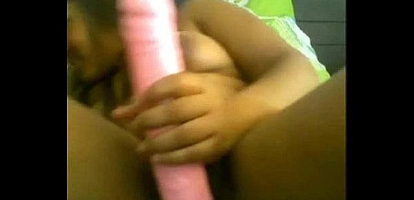  Big tit chubby teen fucks her pussy with dildo
